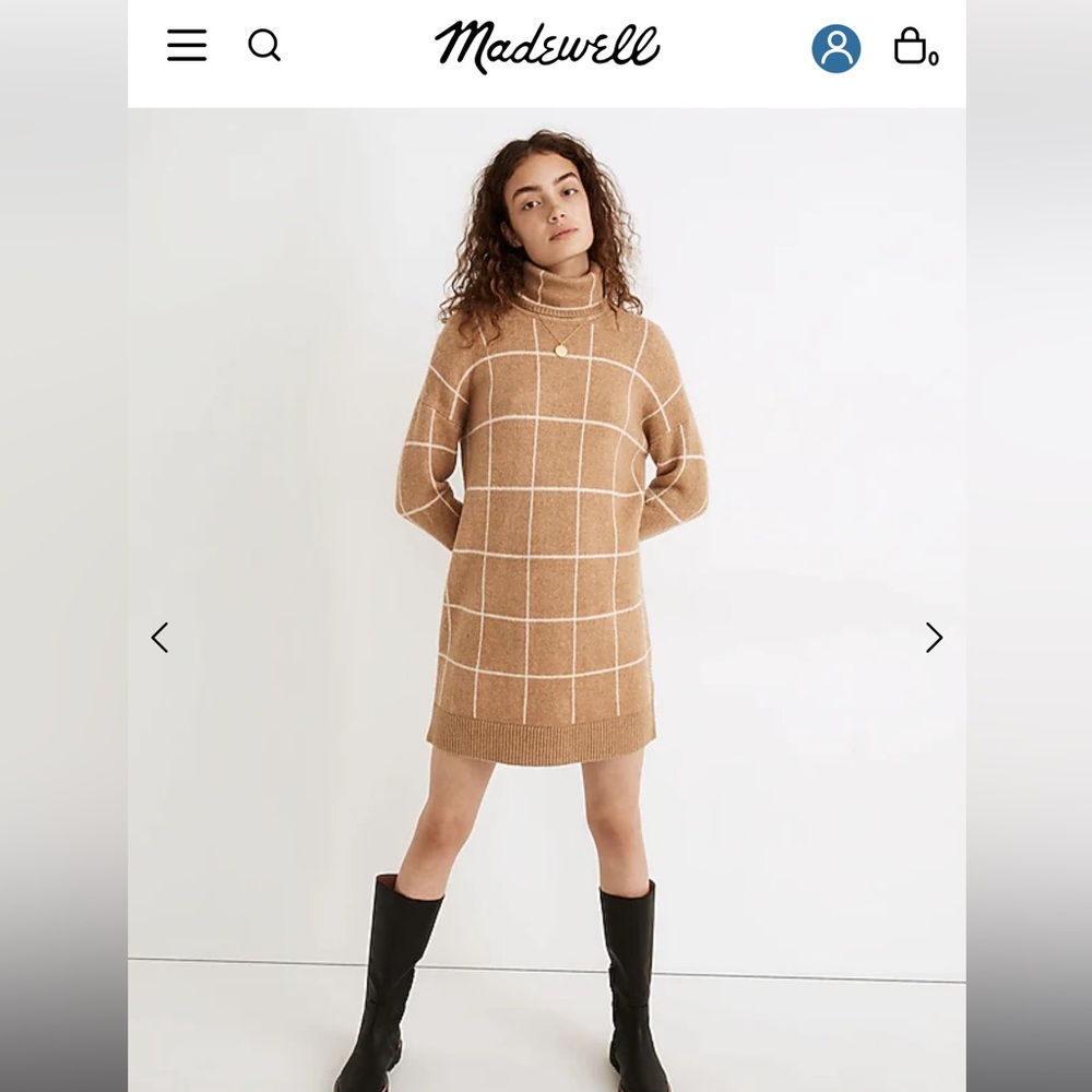 Madewell Women's Brown Turtleneck Sweater Dress NWT